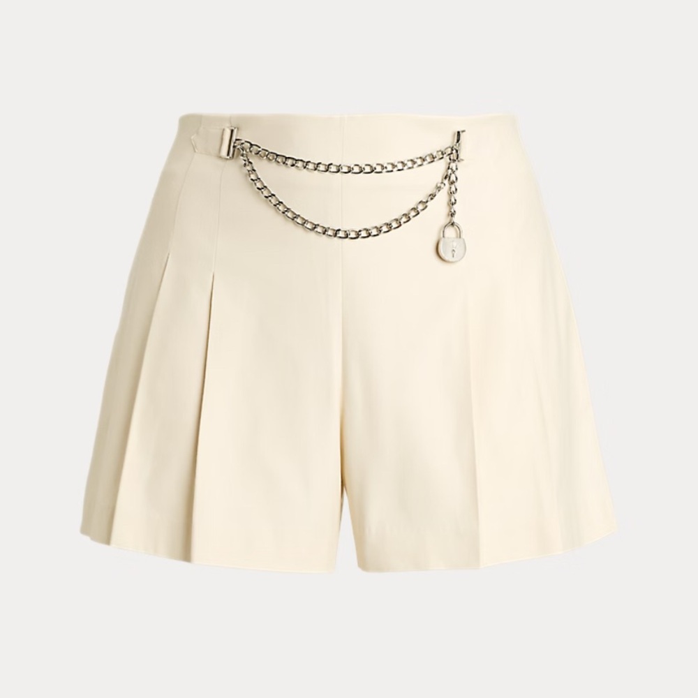 Polo by Ralph Lauren High Waist Tan Shorts with Chain Accent Woman Plus 18W